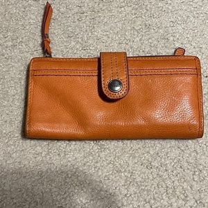 Fossil orange leather wallet